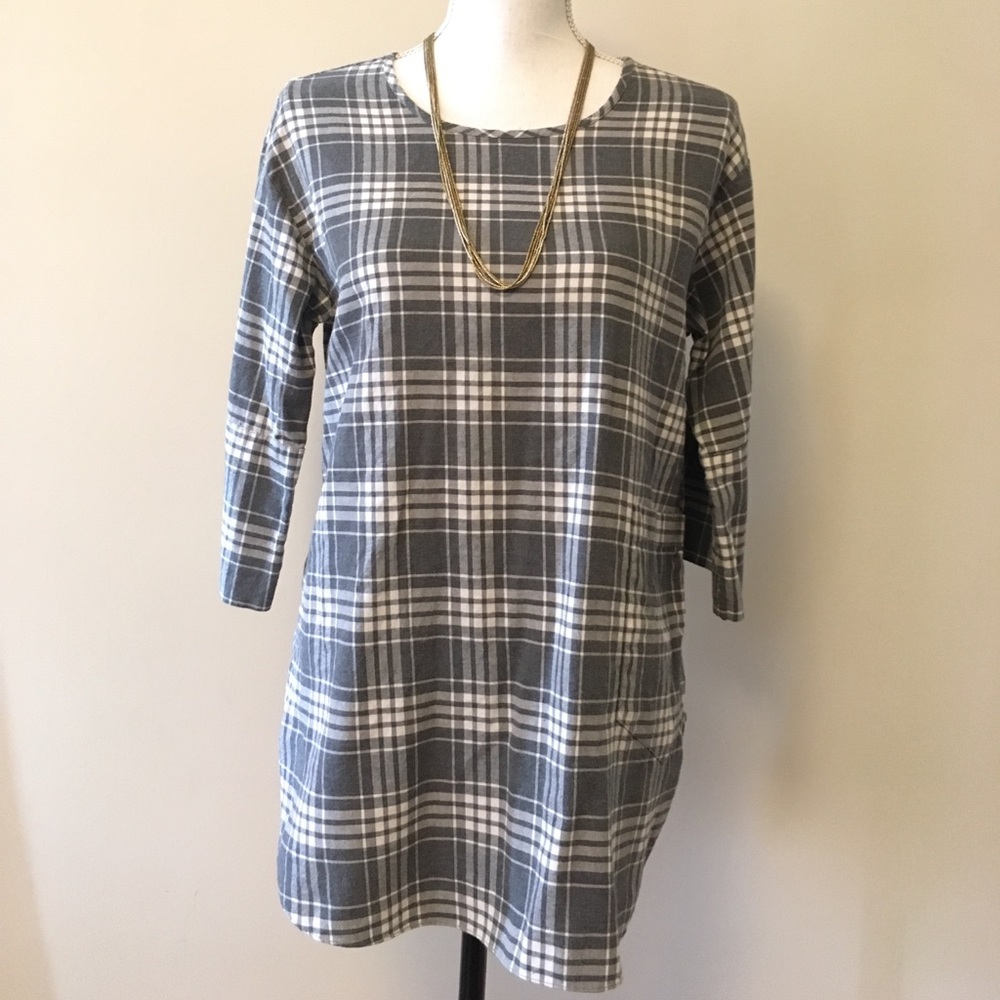 Steven Alan gray plaid tunic